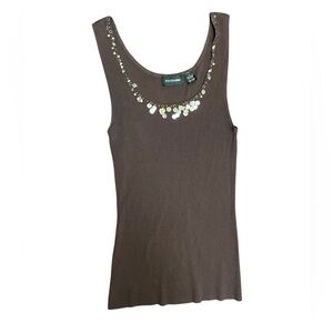 Focus 2000 Brown Tank Top with Charms Boho Y2K Women's L